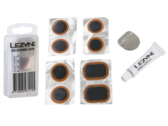 Łatki do dętek zestaw Lezyne Classic Kit Box 8 x łatki, tarka, 1 x łatka do opony pudełko