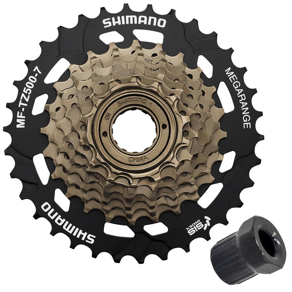 Wolnobieg nakręcany Shimano MF-TZ500 MEGARANGE 7 rz 14-34T + klucz do odkręcania wolnobiegu