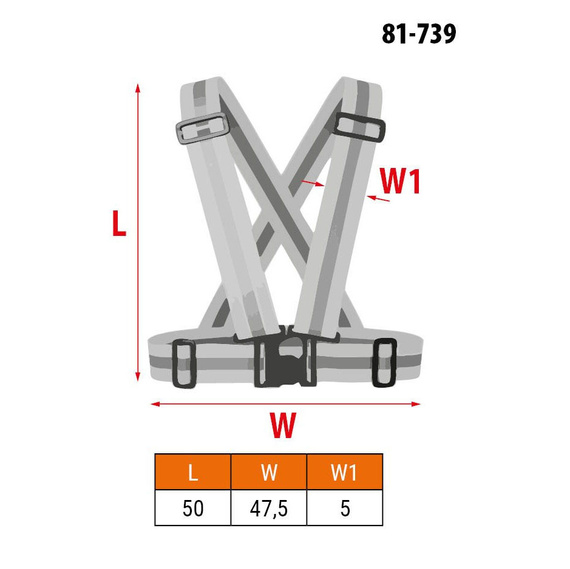 Odblaskowe szelki bezpieczeństwa NEO, elastyczne, regulowane, pomarańczowe