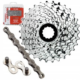 Kaseta SRAM PG-850 8 rzędów + Łańcuch rowerowy Sram PC 830 8/ (7,1 - 7,2 mm)