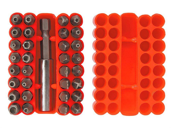 Zestaw Top Tools, 32 stalowe końcówki wkrętakowe z przedłużką