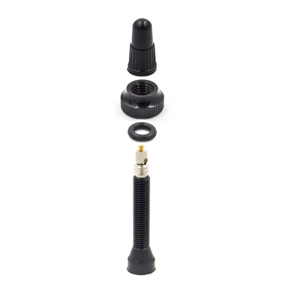 Zawory, Wentyle Presta UST do systemów bezdętkowych 40mm, 2 sztuki, czarne, bez opakowania + kluczyk