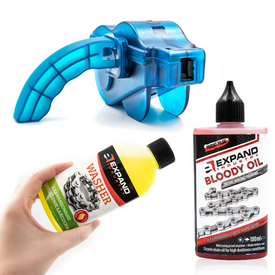 PRZYRZĄD + PŁYN do czyszczenia łańcucha rowerowego + Olej do łańcucha