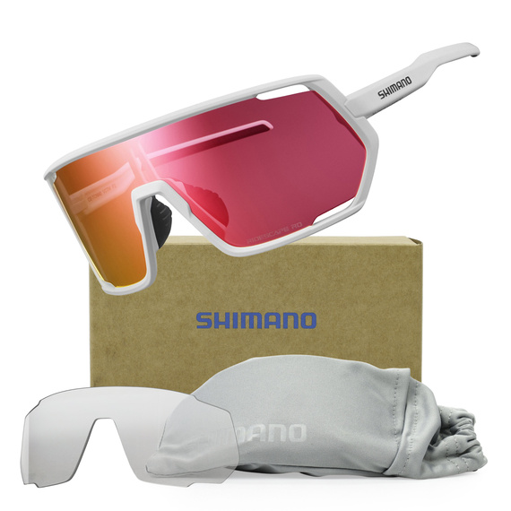 Okulary Shimano Technium białe matowe, soczewki Ridescape RD, Road