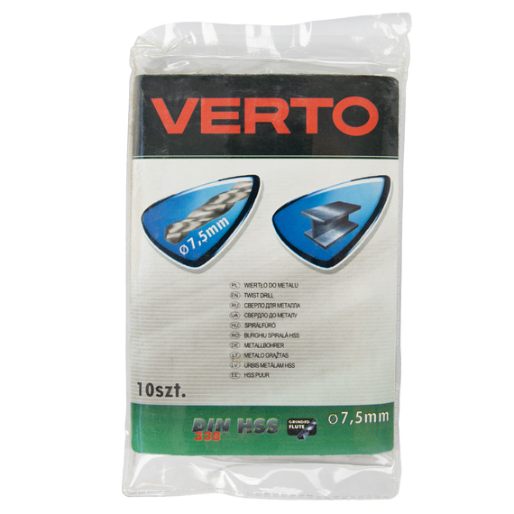 Wiertło do metalu Verto 7,5 mm HSS, 135°, 10 szt.