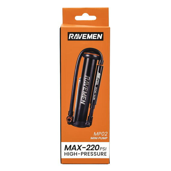 Pompka ręczna podłogowa Ravemen MP02, Presta, Schrader (auto), 220 PSI, uchwyt