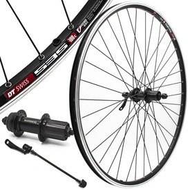 Tylne koło rowerowe 28 cali, 36 szprych, Shimano Cues, DT Swiss 535, Sapim, pod tarcze / V-brake, bez kasety