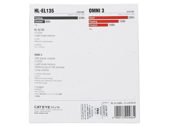 Zestaw lampek Cateye HL-EL135N i TL-LD135