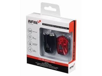 Zestaw lampek przód + tył Infini Lava Set, 80/15 lm, USB, czarne