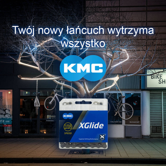 Łańcuch KMC XGlide, 9/10/11-rzędowy, 126 ogniw, Quick Link, Linkglide