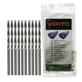 Wiertła Verto do metalu HSS-G, 2,5 mm, 10 sztuk