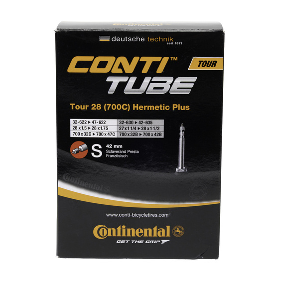 Dętka Continental Tour 28 HERMETIC PLUS 32/47-622, wentyl presta 42 mm 