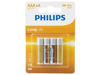 Baterie Philips (paluszki) LR03/AAA 1,5 V 4 szt, Long Life