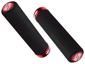 Chwyty kierownicy profilowane Sram Locking Grips Contour Foam 129mm czarne z czerwoną obejmą i korkami