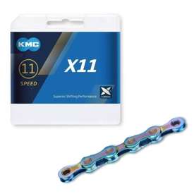 Łańcuch KMC X11 Aurora Blue, 118 ogniw, 5,65 mm, 11-rzędowy, spinka, Box