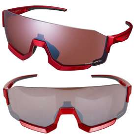 Okulary Shimano AeroLite2 czerwone metaliczne, soczewki Ridescape HC- Wysoki kontrast