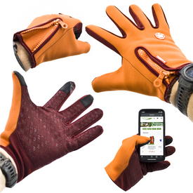 Rękawiczki B-FOREST, softshell, obsługa ekranów, antypoślizgowe, pomarańczowe, M