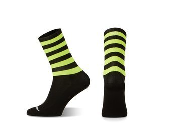 WYPRZEDAŻ Skarpetki kolarskie Accent Stripe Long, czarno-żółte fluo L (42-44)