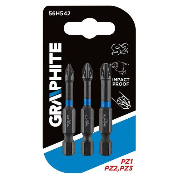 Bity udarowe Graphite PZ1, PZ2, PZ3 x 50 mm, 3 sztuki