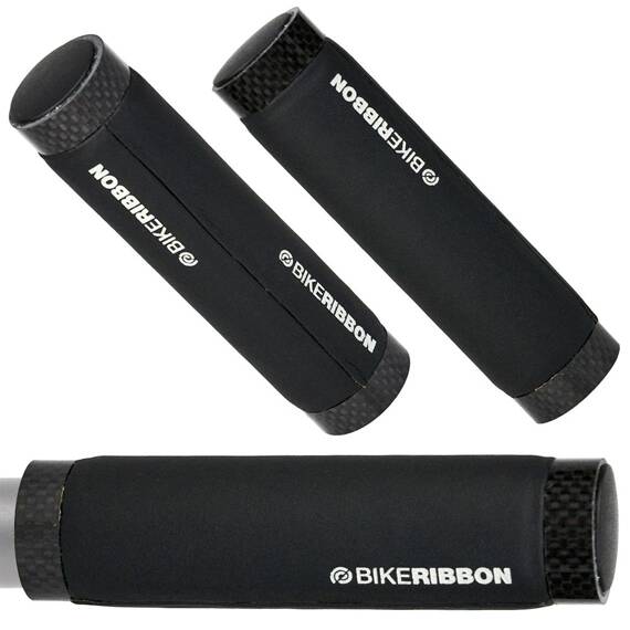 Chwyty Bike Ribbon Vintech, 125x32 mm, skóra, carbon, korek, czarne