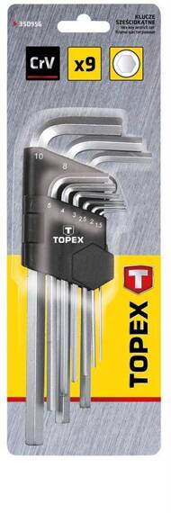 Klucze sześciokątne TOPEX 1.5-10 mm, zestaw 9 szt.
