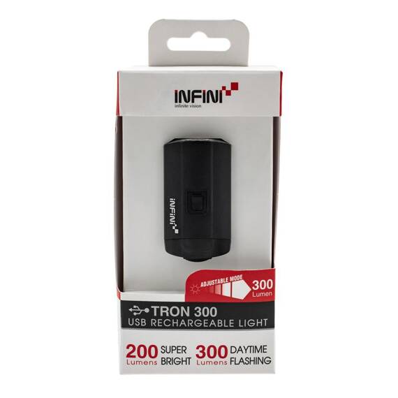 Lampka przednia Infini Tron 300 lm czarna, USB