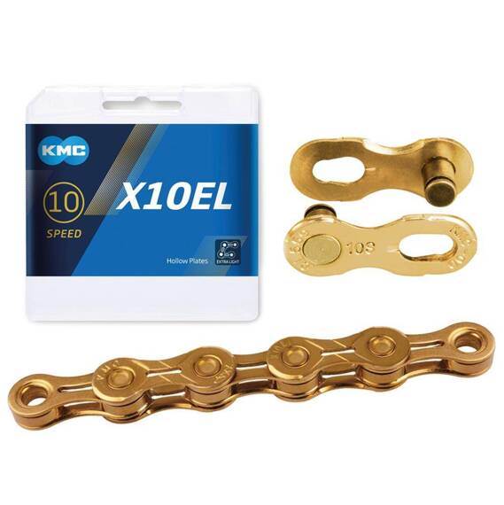 Łańcuch KMC X10EL Gold 114 ogniw 5,88 mm 10-rzedowy Box złoty