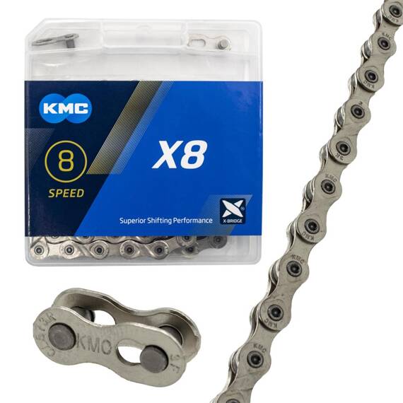 Łańcuch KMC X8 srebrny 6/7/8 rzędowy (X8.99)