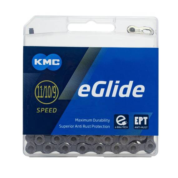 Łańcuch KMC eGlide 9/10/11-rzędowy, EPT, 118 ogniw, Quick Link, Linkglide