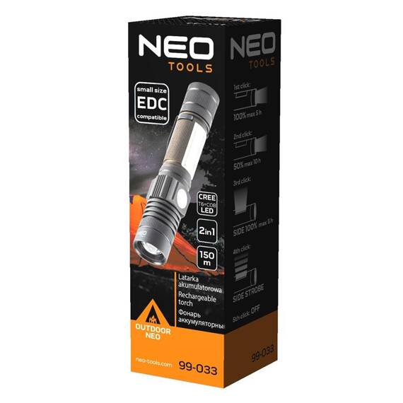 Latarka akumulatorowa Neo Tools, 800 lm, USB