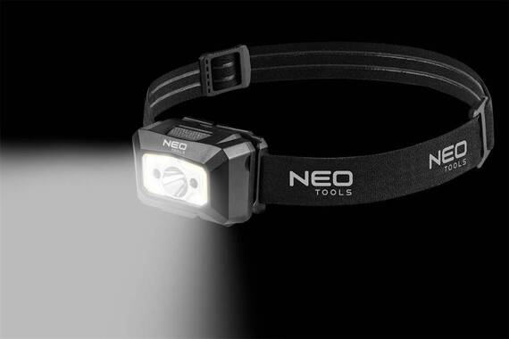 Latarka czołowa Neo Tools, akumulatorowa, USB, 250 lm COB LED + czujnik ruchu