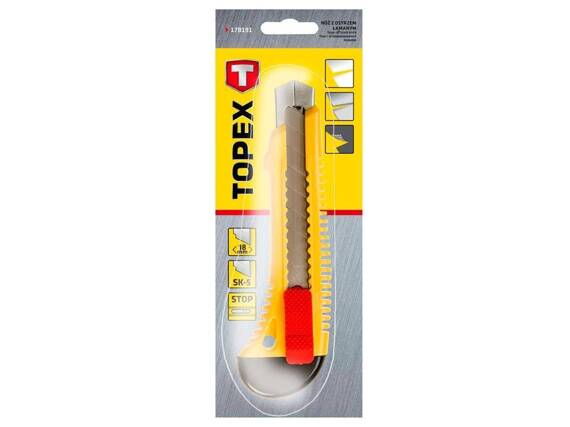 Nóż Topex z ostrzem łamanym 18 mm