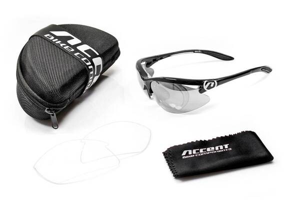Okulary Accent  Onyx czarne połysk 2 pary soczewek + Adapter