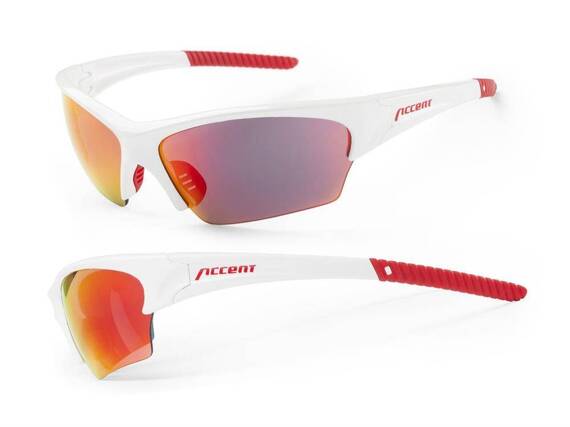 Okulary Accent Racer biało-czerwone 2 pary soczewek