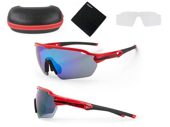 Okulary Accent Reflex czerwono-czarne, 2 pary soczewek
