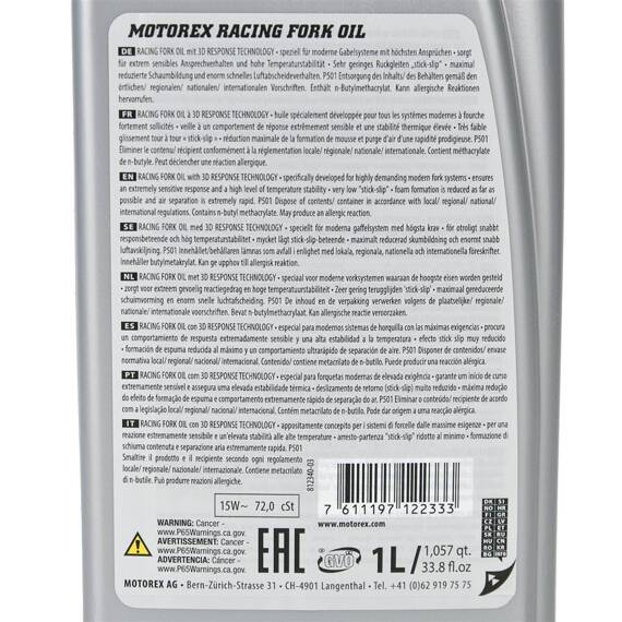 Olej do amortyzatorów Motorex Racing Fork Oil 15W butelka 1L