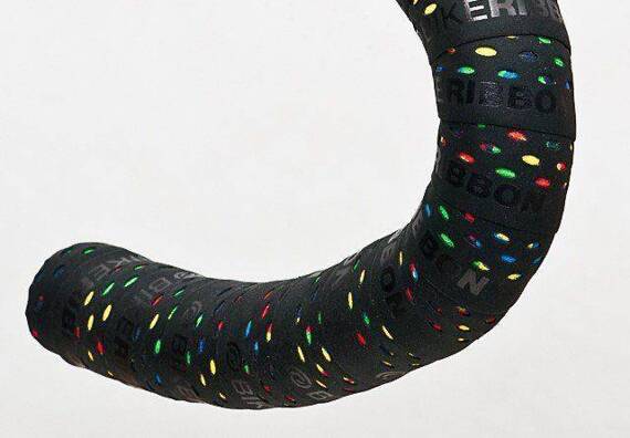 Owijka na kierownicę Bike Ribbon Colordrops czarna z multikolorowym wzorem
