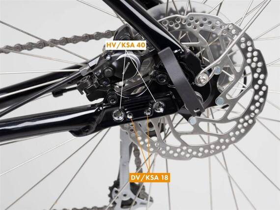 Podpórka tylna Atranvelo Stylo DV E-bike, 24"- 28" regulowana, zewnętrzna 18 mm, aluminiowa, srebrna