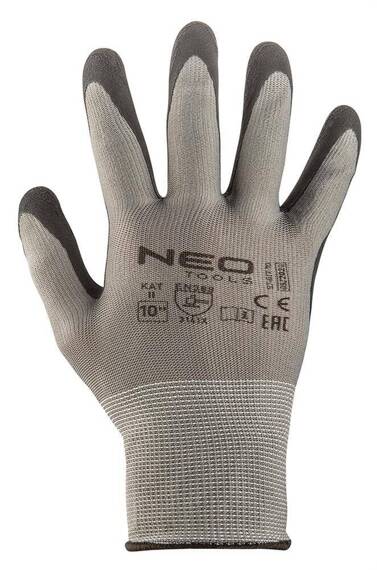 Rękawice robocze Neo Tools, poliester pokryty lateksem, rozmiar 8"