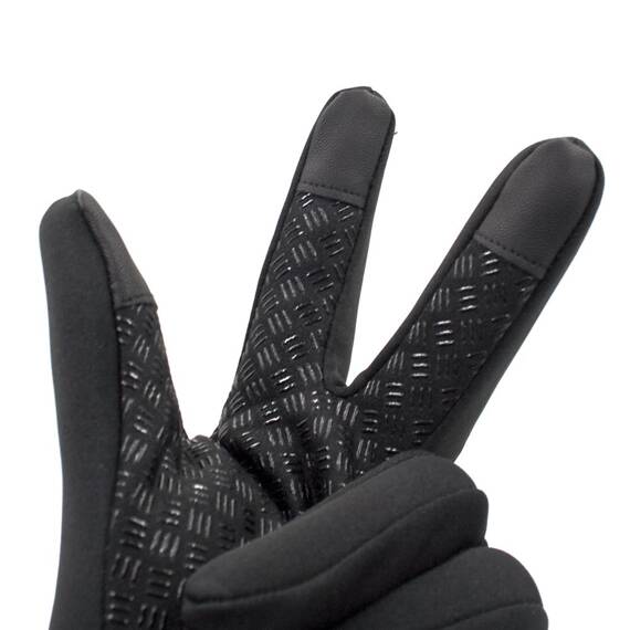 Rękawiczki B-FOREST, softshell, obsługa ekranów, antypoślizgowe, czarne, L
