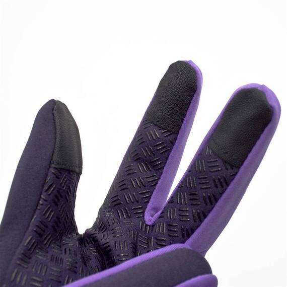 Rękawiczki B-FOREST, softshell, obsługa ekranów, antypoślizgowe, fioletowe XL