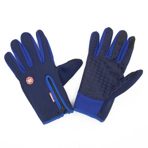 Rękawiczki B-FOREST, softshell, obsługa ekranów, antypoślizgowe, niebieskie, XL