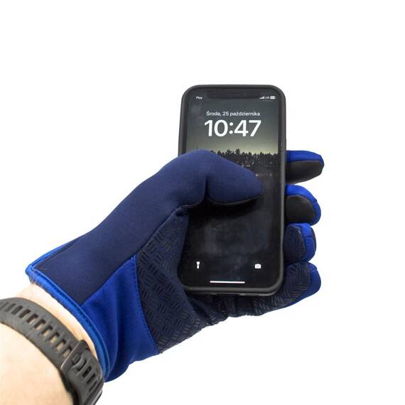 Rękawiczki B-FOREST, softshell, obsługa ekranów, antypoślizgowe, niebieskie, XL