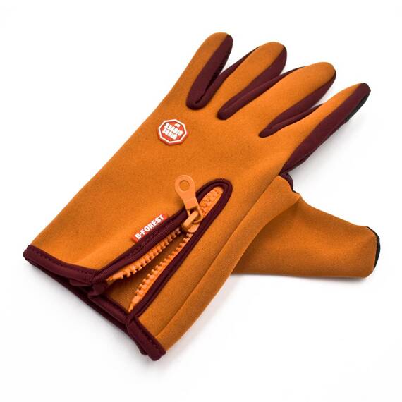 Rękawiczki B-FOREST, softshell, obsługa ekranów, antypoślizgowe, pomarańczowe, L
