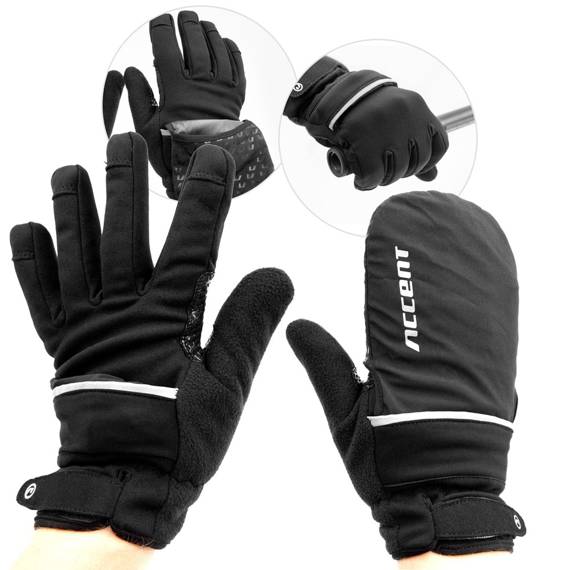 Rękawiczki ocieplane Accent Thermal Plus z pokrowcem na palce, czarne XL