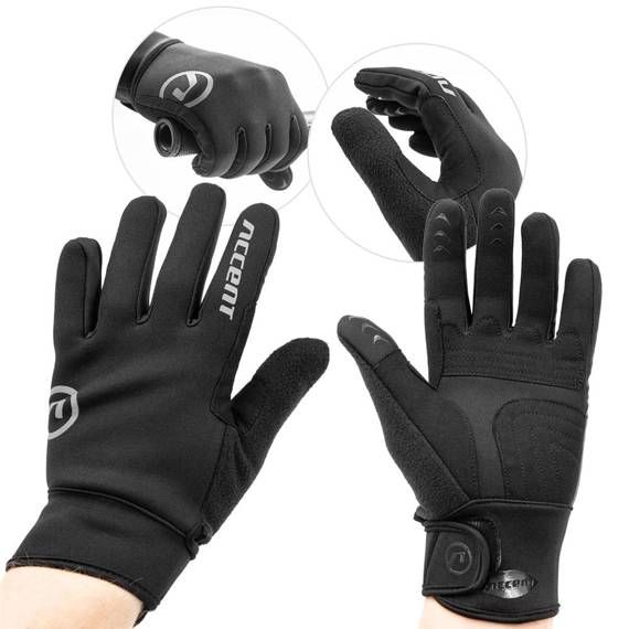 Rękawiczki rowerowe przeciwdeszczowe Accent Raindrop, czarne, M