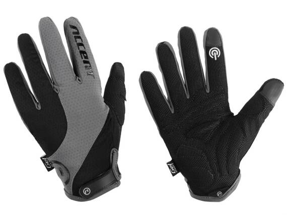 Rękawiczki rowerowe z długimi palcami Accent Marathon, czarno-szare, L