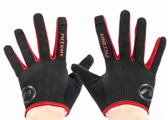 Rękawiczki z długimi palcami Accent Hero czarno - czerwone XL
