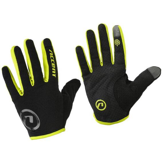 Rękawiczki z długimi palcami Accent Hero czarno - żółte fluo L