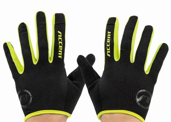 Rękawiczki z długimi palcami Accent Hero czarno - żółte fluo L